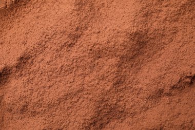 Arkaplan olarak kakao tozu yığını, üst görünüm