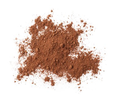 Kakao tozu beyaz, üst görünümde izole