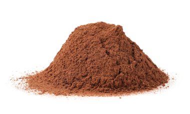 kakao tozu üzerine beyaz izole yığını