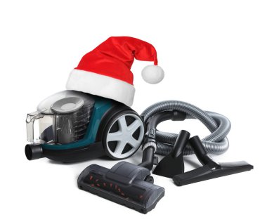 Beyaz arka planda Noel Baba şapkası