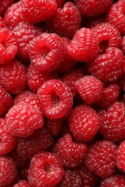 Arka plan olarak taze ahududu, üst manzara