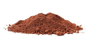 kakao tozu üzerine beyaz izole yığını