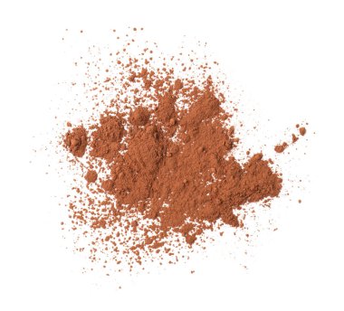 Kakao tozu beyaz, üst görünümde izole