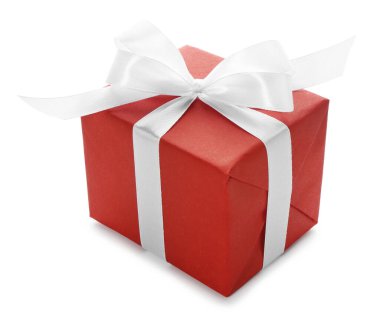 Beyaz tenli güzel bir hediye kutusu.