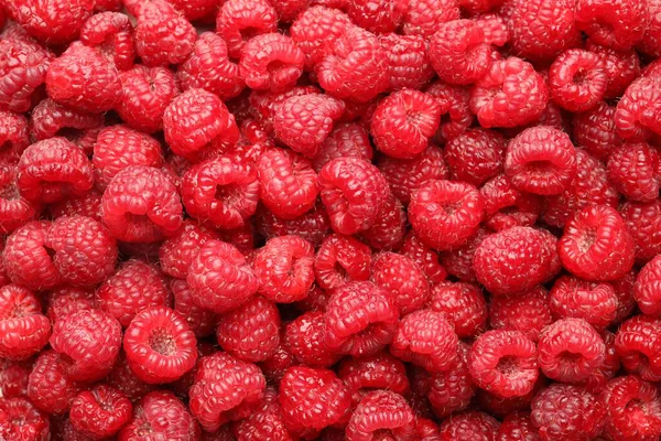 Arka plan olarak taze ahududu, üst manzara