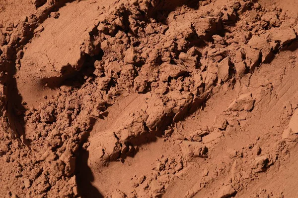 Arka plan olarak doğal kakao tozu, üst görünüm