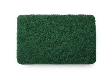 Temiz bir mutfak süngeri beyaza izole edilmiş, üst manzara