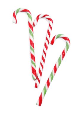 Beyaz manzaralı, tatlı baston şekerler. Noel hediyesi