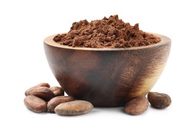 Kâsede doğal kakao tozu ve beyaz fasulye.