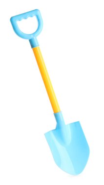 Plastik kürek beyaza izole edilmiş. Çocukların plaj oyuncağı.