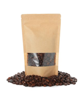 Beyaz kahve çekirdekli stand-up torbası.