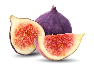 Taze incirler beyazda izole edilmiş. Tatlı meyve