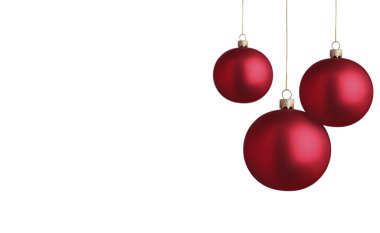 Beyaz arka planda noel topları. Şenlikli süsler