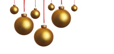 Beyaz arka planda noel topları. Şenlikli süsler