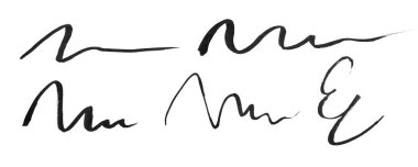 Siyah göz kalemi. Beyazda izole edilmiş vuruşların koleksiyonu