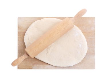 Mangır ve merdaneli ahşap tahta beyaz, üst manzara