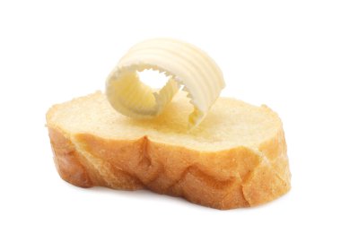 Beyaz üzerine tereyağlı baget dilimi.