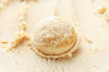 Arka plan olarak lezzetli vanilyalı dondurma, yakın plan.