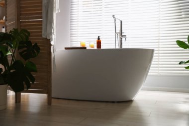 Banyoda katlanan ekran ve küvet. İç tasarım