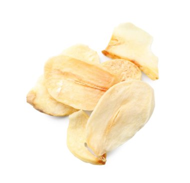 Kurutulmuş sarımsaklı gevrek yığını, beyaz, üst manzara