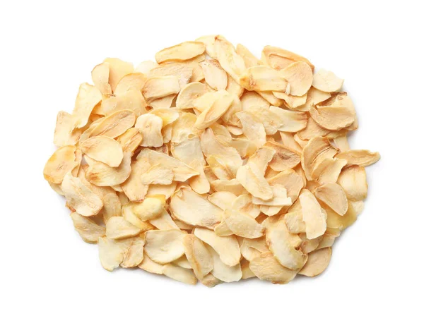 Kurutulmuş sarımsaklı gevrek yığını, beyaz, üst manzara