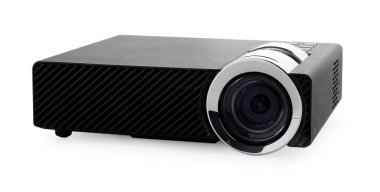 Bir modern video projektörü beyaza izole edildi