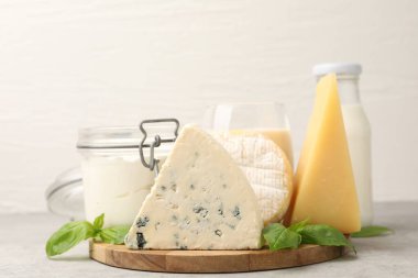 Farklı süt ürünleri ve fesleğen.