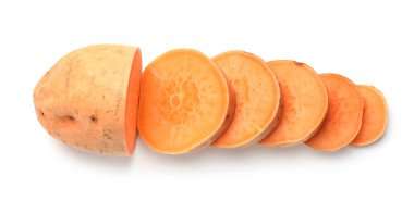 Beyaz manzaralı, tatlı patatesi kes.