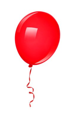 Beyaz üzerine izole edilmiş parlak kırmızı balon. Parti dekorasyonu