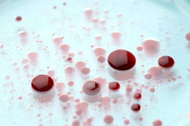 Tüp bebek tedavisinde. Açık mavi arkaplanda sıvı örneği, yakın plan