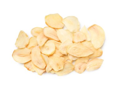 Kurutulmuş sarımsaklı gevrek yığını, beyaz, üst manzara