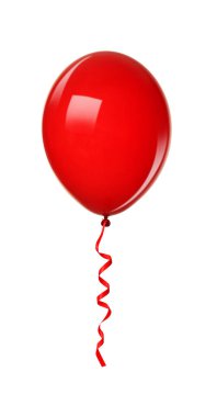 Beyaz üzerine izole edilmiş parlak kırmızı balon. Parti dekorasyonu