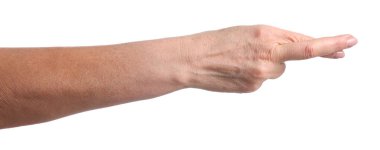 Beyaz arka planda şans dileyen kadın, yakın plan.