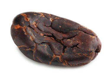 Bir doğal kakao çekirdeği beyaz üzerine izole edilmiş.