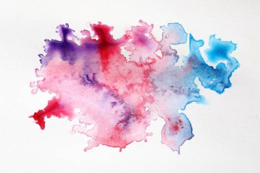 Beyaz kağıt üzerinde parlak suluboya resim, üst görünüm