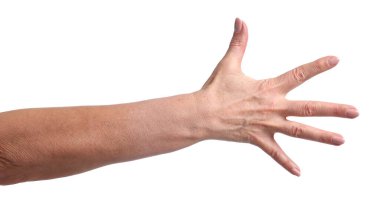 Kadın el Beyaz zemin üzerine, closeup gösterilen