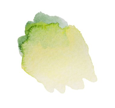 Açık yeşil suluboya fırça darbesi beyaz, üst görünümde izole