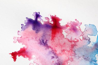 Beyaz kağıt üzerinde parlak suluboya resim, üst görünüm