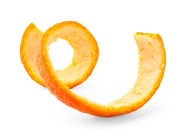 Portakal tadı beyazda izole edilmiş. Meyve kabuğu.