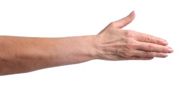 Kadın el Beyaz zemin üzerine, closeup gösterilen