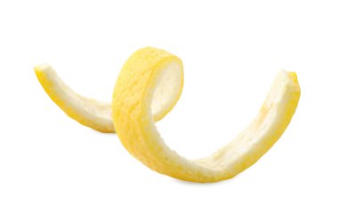 Limon tadı beyazda izole edilmiş. Meyve kabuğu.