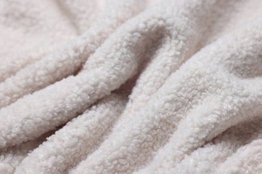 arkaplan olarak beyaz yün kumaş dokusu, yakın plan