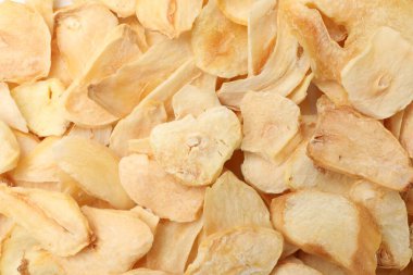 Arka plan olarak kurutulmuş sarımsak taneleri, üst görünüm