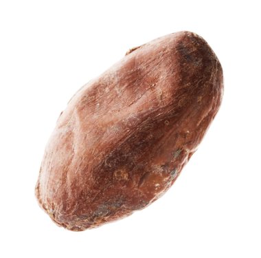 Bir doğal kakao çekirdeği beyaz üzerine izole edilmiş.