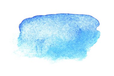 Açık mavi suluboya fırça darbesi beyaz, üst görünümde izole