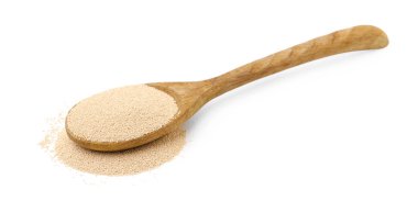 Beyaz kaşık içinde kuru maya.