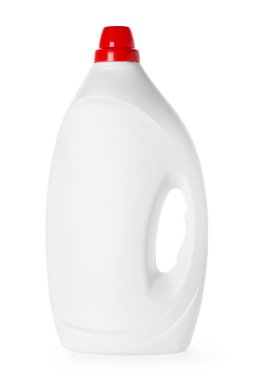 Plastik paketlemedeki temizlik ürünü beyaza izole edildi