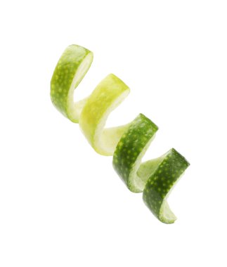 Limon tadı beyazda izole edilmiş. Meyve kabuğu.