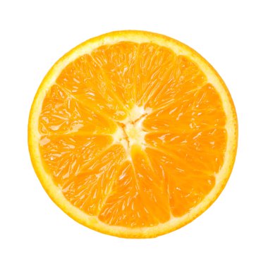 Beyaza izole edilmiş portakal dilimi. Taze narenciye.