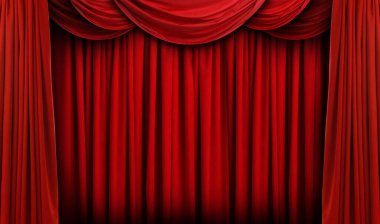 Tiyatro veya sahne arkası için lüks kırmızı perdeler